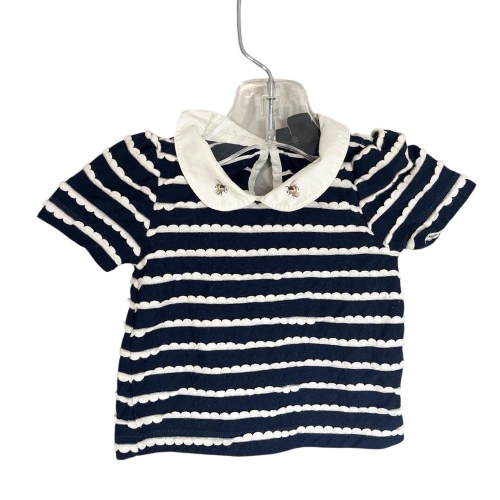 Victoria Beckham x Target Baby NB Newborn Collared Top Navy White Stripe Bee